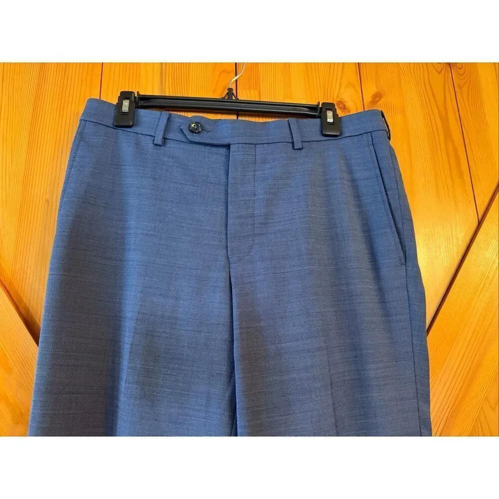 Cremieux Traveler Men’s Blue Chambray Wool Blend Dress Pants Size 32R (6740)